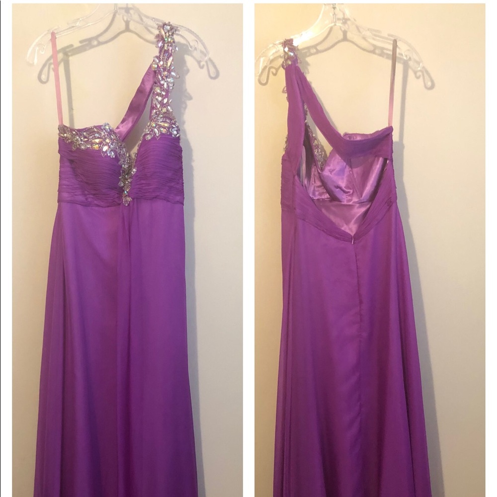 Formal prom dress one shoulder purple